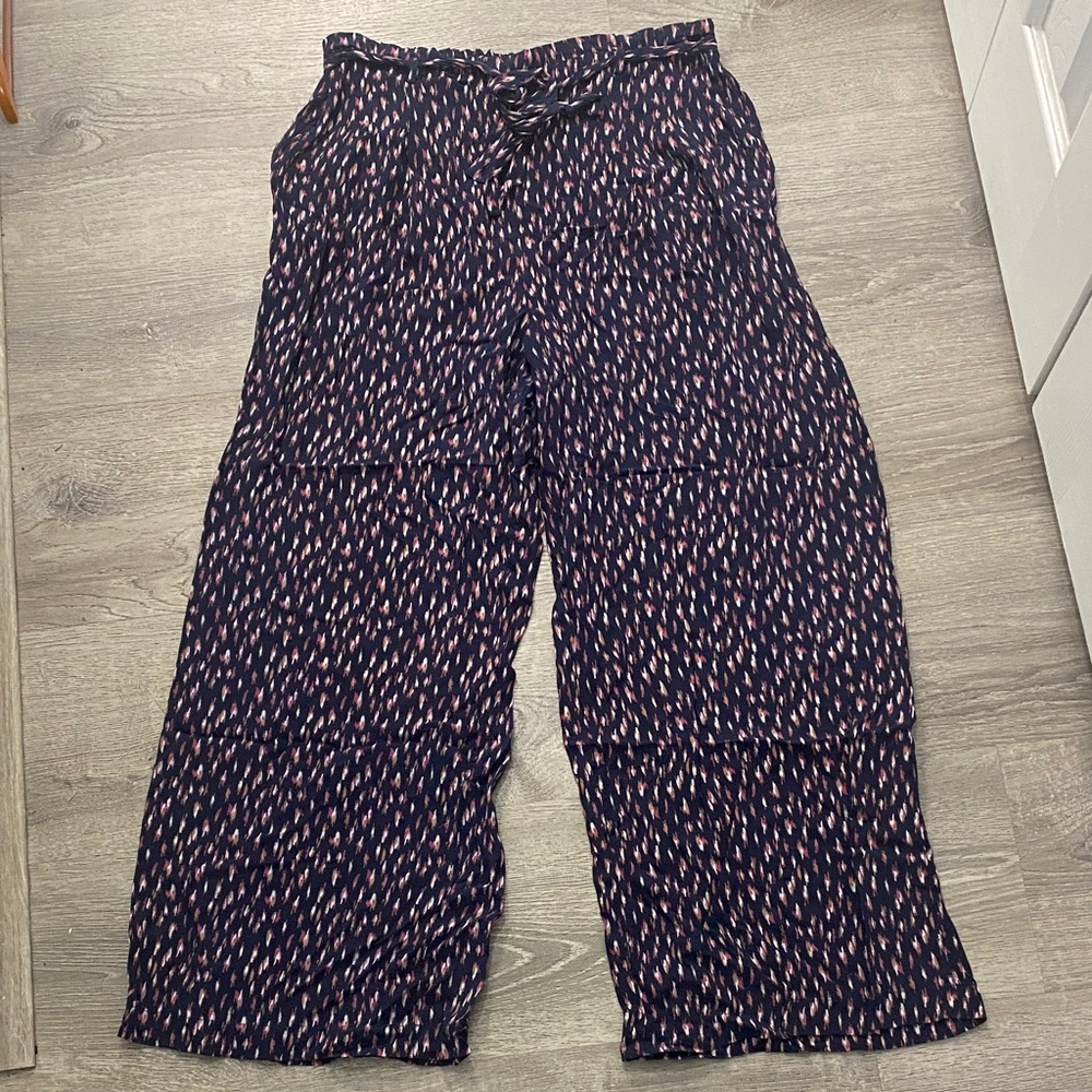 Skies Are Blue Wide Leg Comfy Pants with Tie Detail and Pockets, Women’s Large